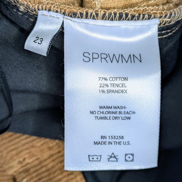 SPRWMN Corduroy Pants 23 Brown Micro Flare High Rise Wide Wale Stretch - Picture 3 of 10